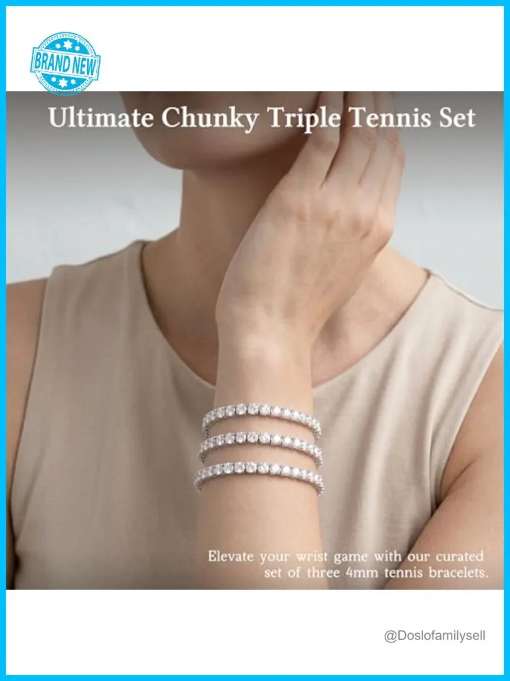 3-Piece Silver Plated Tennis Bracelet Set with Cubic Zirconia Adjustable